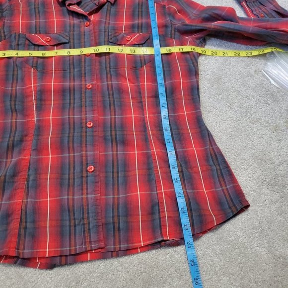 ARC'TERYX Women's Medium Fitted Convertible Roll Tab Plaid Button Down Top Shirt - Picture 13 of 13